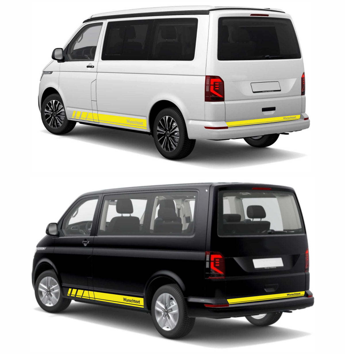 Seitenstreifen Zierstreifen passend für VW T6.1, T6, T5, Multivan, Bulli, Wunschtext, Seitenaufkleber + Rakel - FOTOFOL