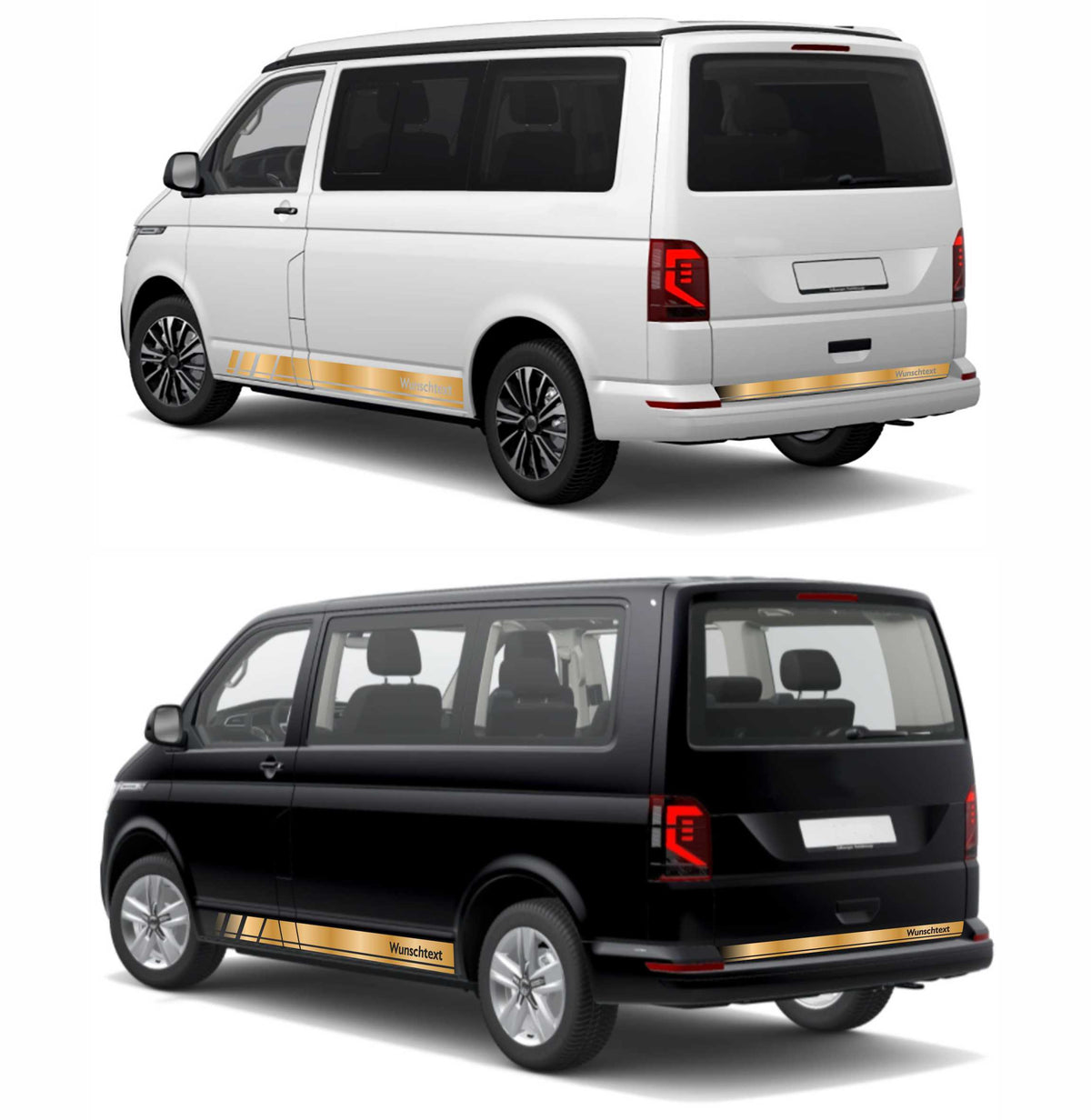 Seitenstreifen Zierstreifen passend für VW T6.1, T6, T5, Multivan, Bulli, Wunschtext, Seitenaufkleber + Rakel - FOTOFOL