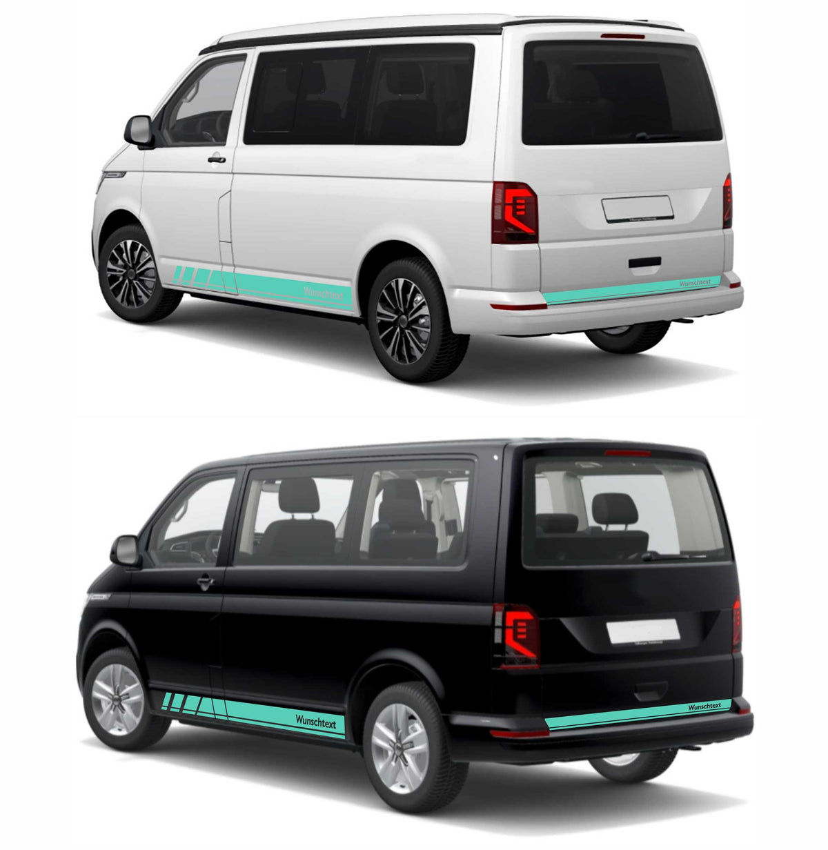 Seitenstreifen Zierstreifen passend für VW T6.1, T6, T5, Multivan, Bulli, Wunschtext, Seitenaufkleber + Rakel - FOTOFOL