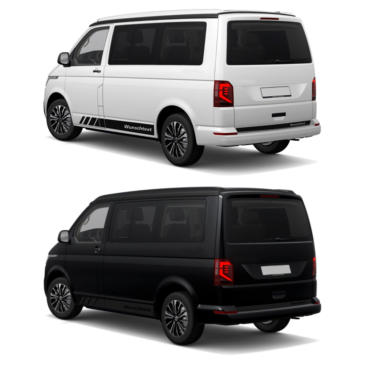 Seitenstreifen passend für VW T6.1, T6, T5, Multivan, Bulli, Wunschtext, Seitenaufkleber + Rakel - FOTOFOL