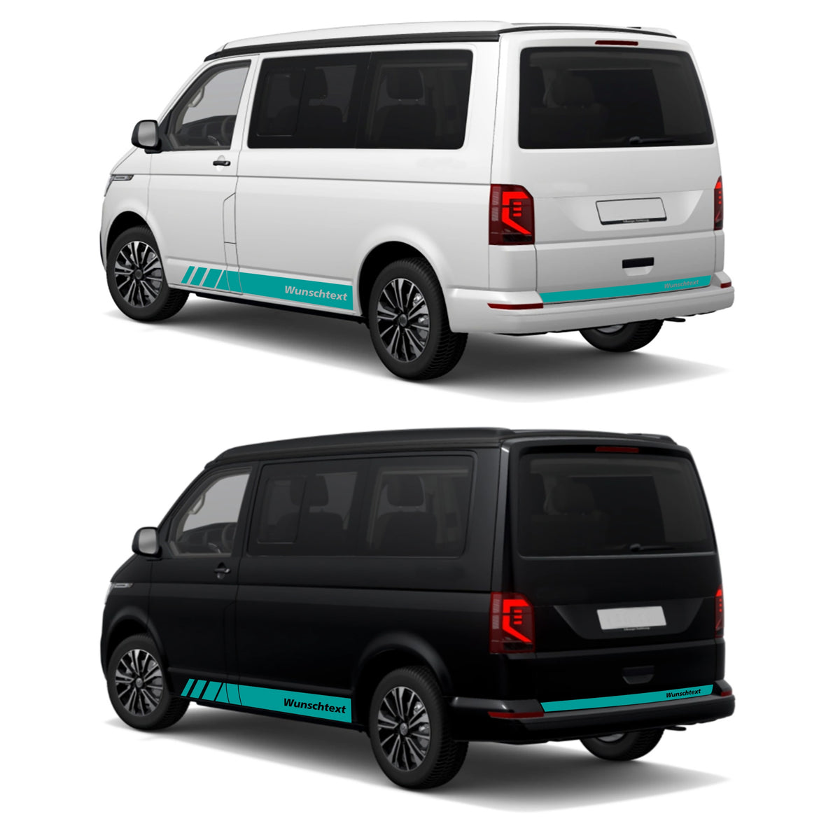 Seitenstreifen passend für VW T6.1, T6, T5, Multivan, Bulli, Wunschtext, Seitenaufkleber + Rakel - FOTOFOL