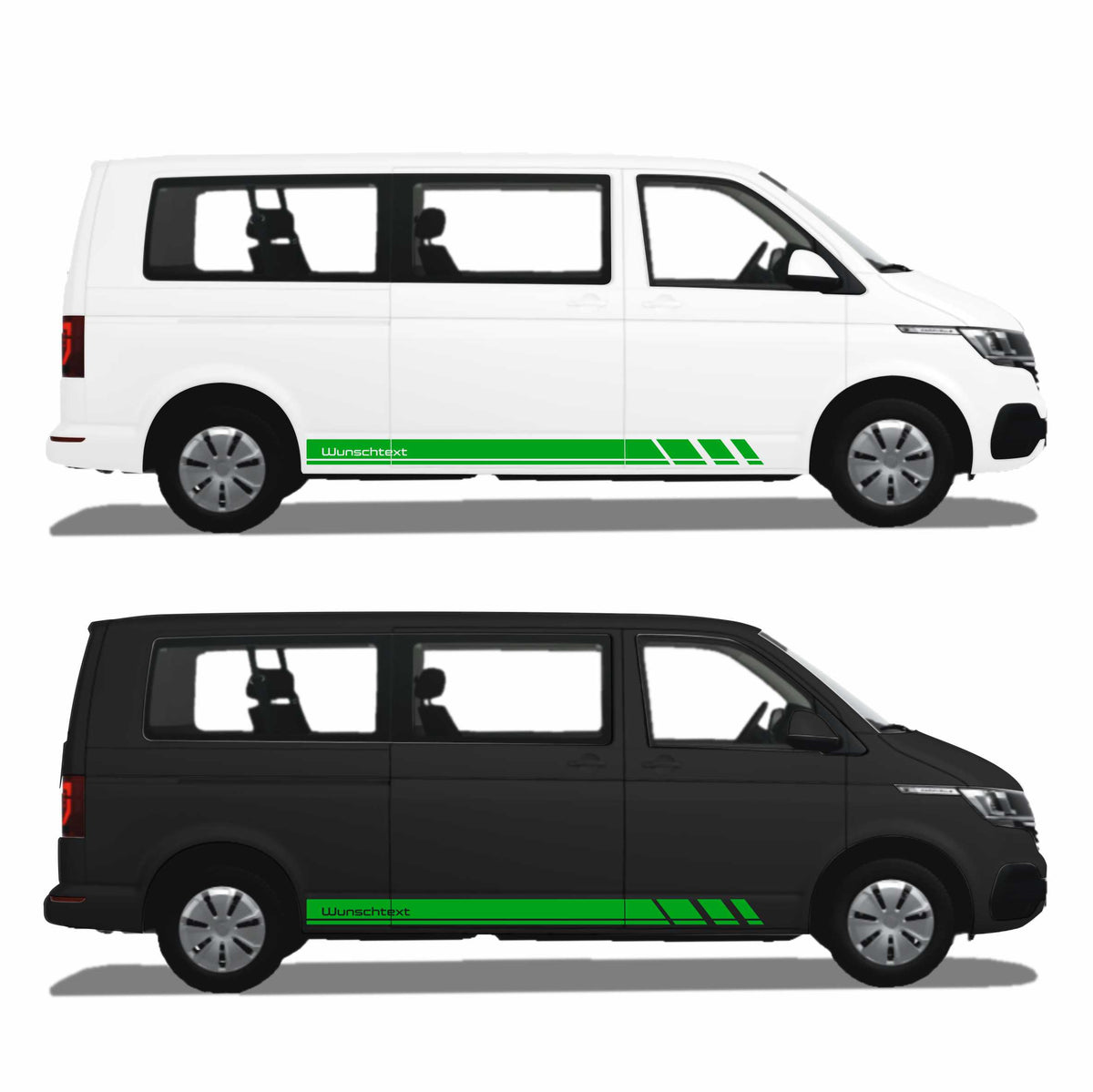 Seitenstreifen Zierstreifen passend für VW T6.1, T6, T5, Multivan, Bulli, Wunschtext, Seitenaufkleber + Rakel - FOTOFOL