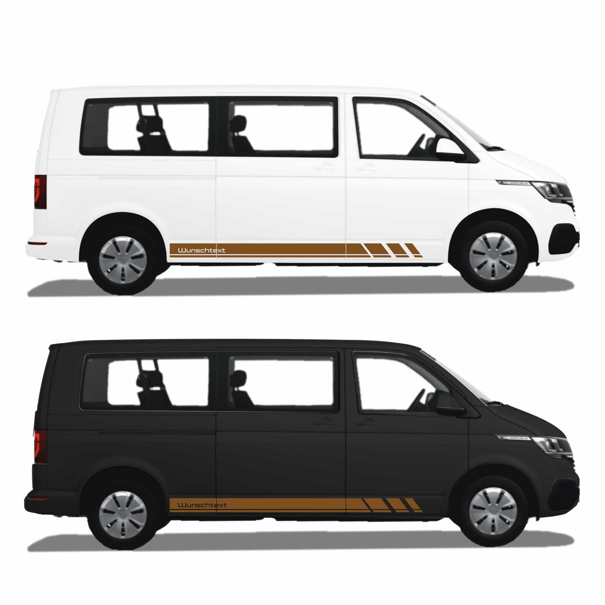Seitenstreifen Zierstreifen passend für VW T6.1, T6, T5, Multivan, Bulli, Wunschtext, Seitenaufkleber + Rakel - FOTOFOL