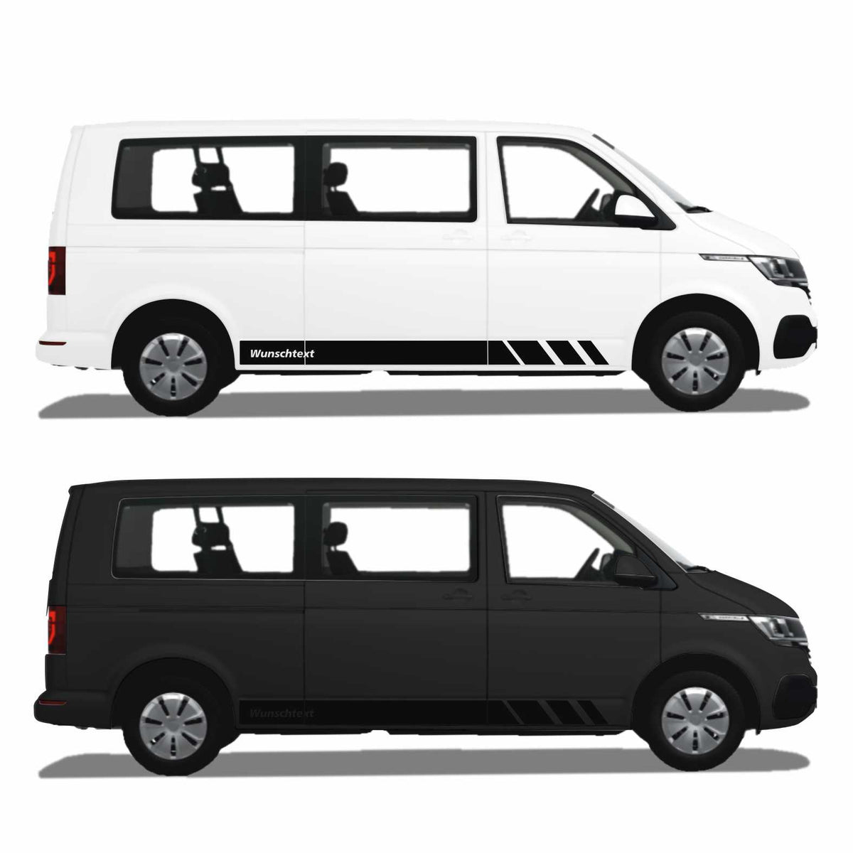 Seitenstreifen passend für VW T6.1, T6, T5, Multivan, Bulli, Wunschtext, Seitenaufkleber + Rakel - FOTOFOL
