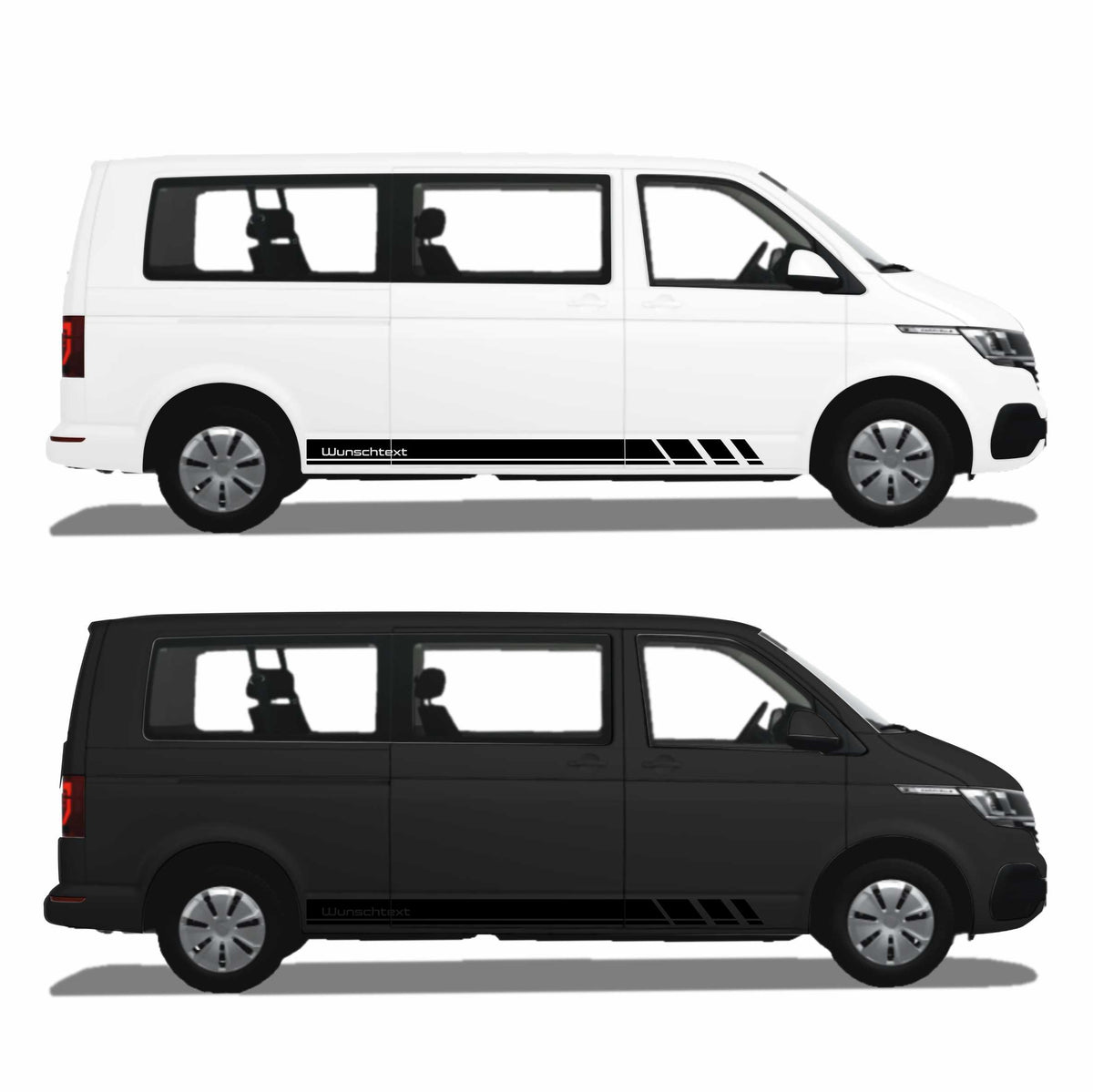 Seitenstreifen Zierstreifen passend für VW T6.1, T6, T5, Multivan, Bulli, Wunschtext, Seitenaufkleber + Rakel - FOTOFOL