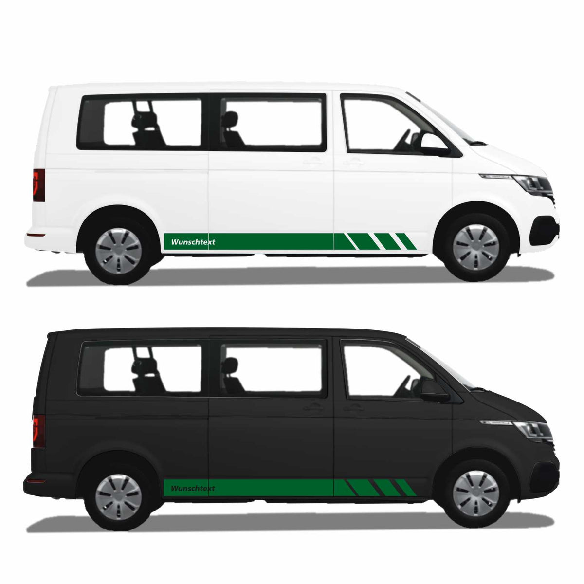 Seitenstreifen passend für VW T6.1, T6, T5, Multivan, Bulli, Wunschtext, Seitenaufkleber + Rakel - FOTOFOL