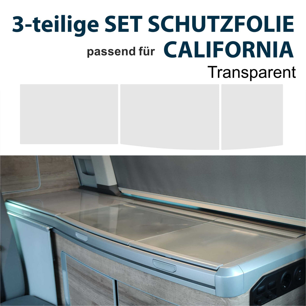 Schutzfolie Auto transparent - passend für VW T6.1 oder T6 California Deckel Kühlschrank Kochfeld Spülbecken California Coast Ocean Bulli - FOTOFOL