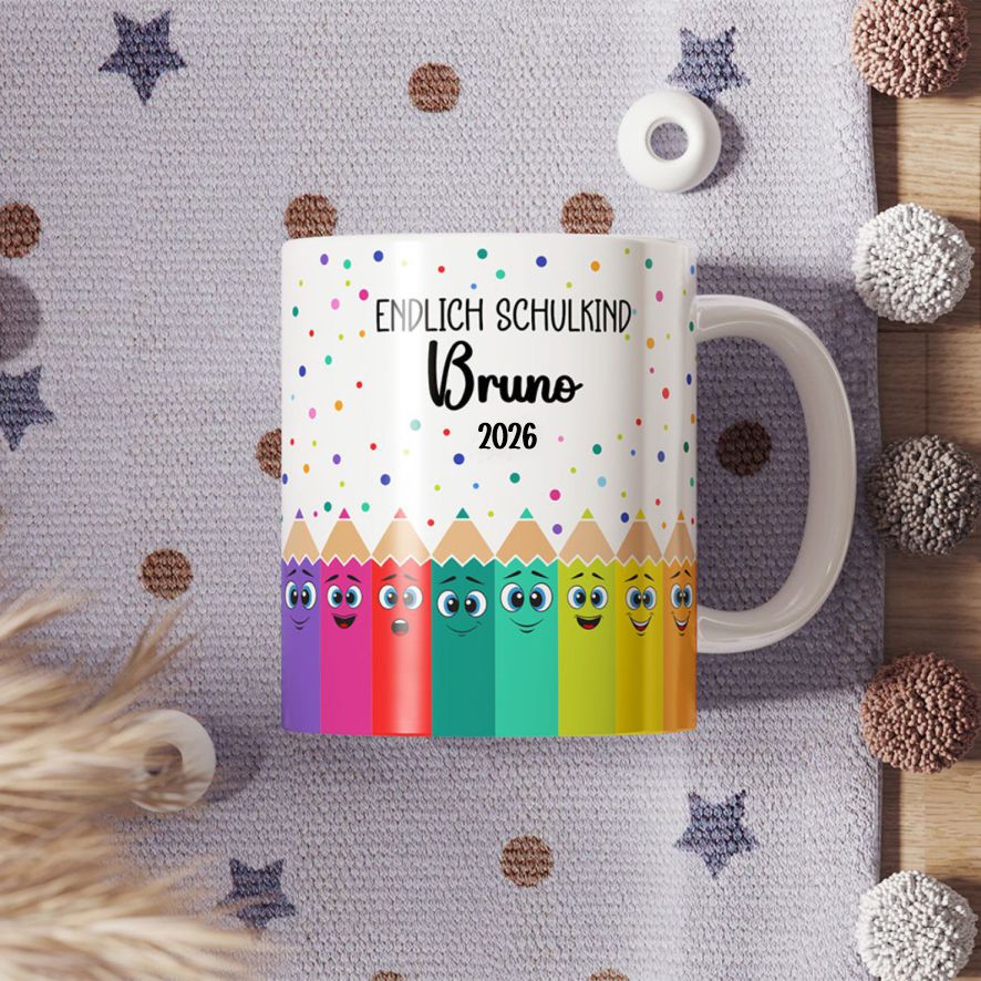 Tasse Einschulung  mit Name Personalisieren - Endlich Schulkind - FOTOFOL