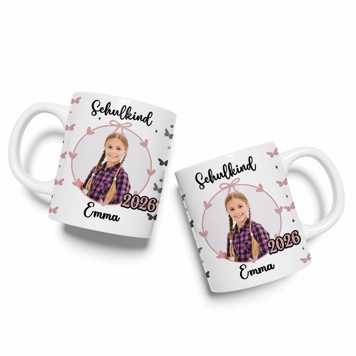 Tasse Einschulung mit Name und Bild Personalisieren Mädchen Schmetterling - Fotofol