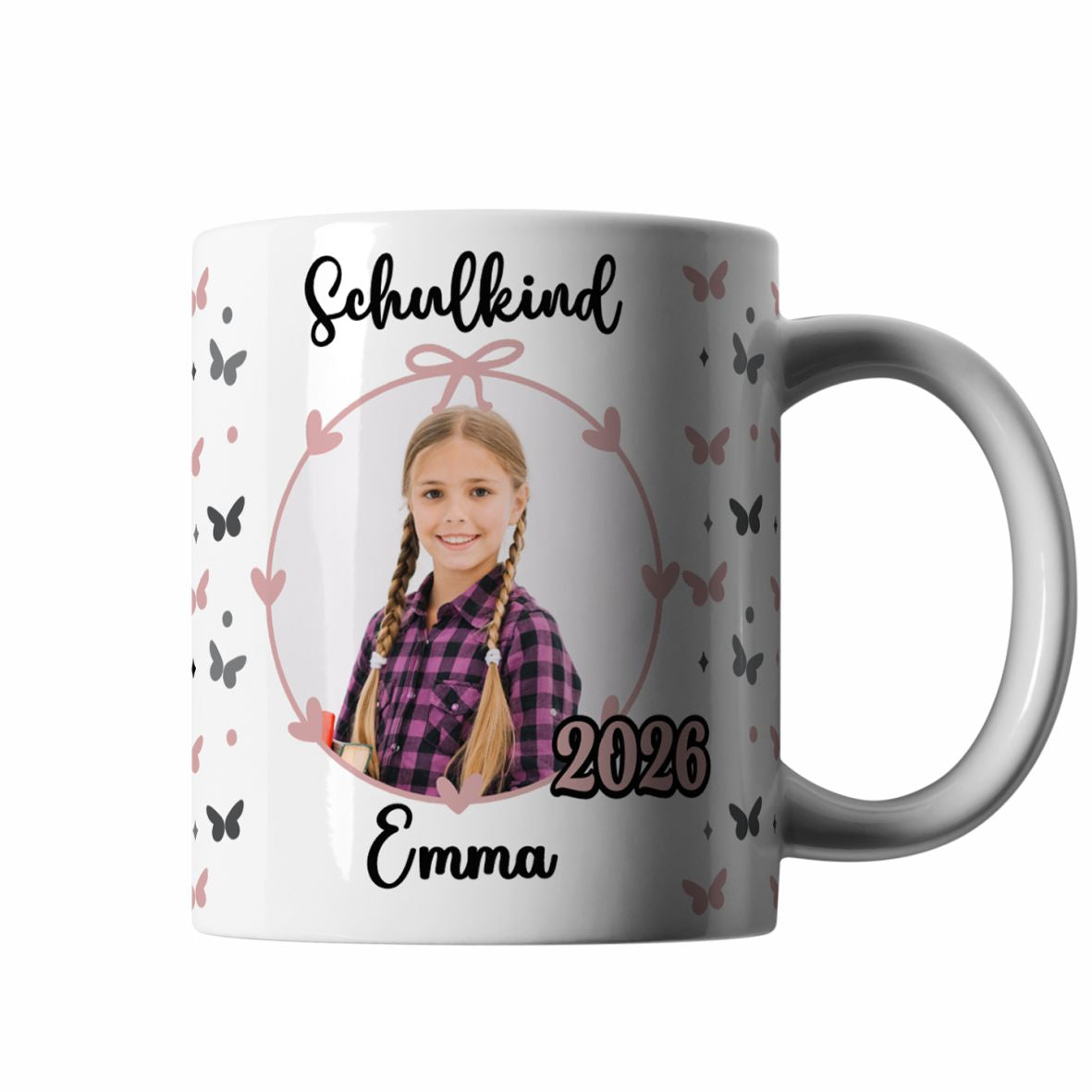 Tasse Einschulung mit Name und Bild Personalisieren Mädchen Schmetterling - Fotofol