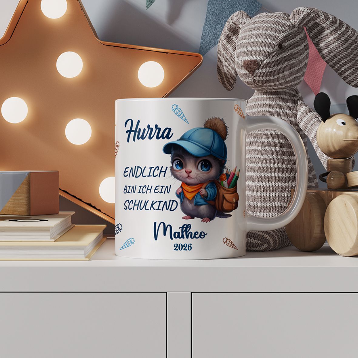 Tasse Einschulung mit Name Personalisieren - Endlich bin ich ein Schulkind - Endlich Schulkind - Fotofol
