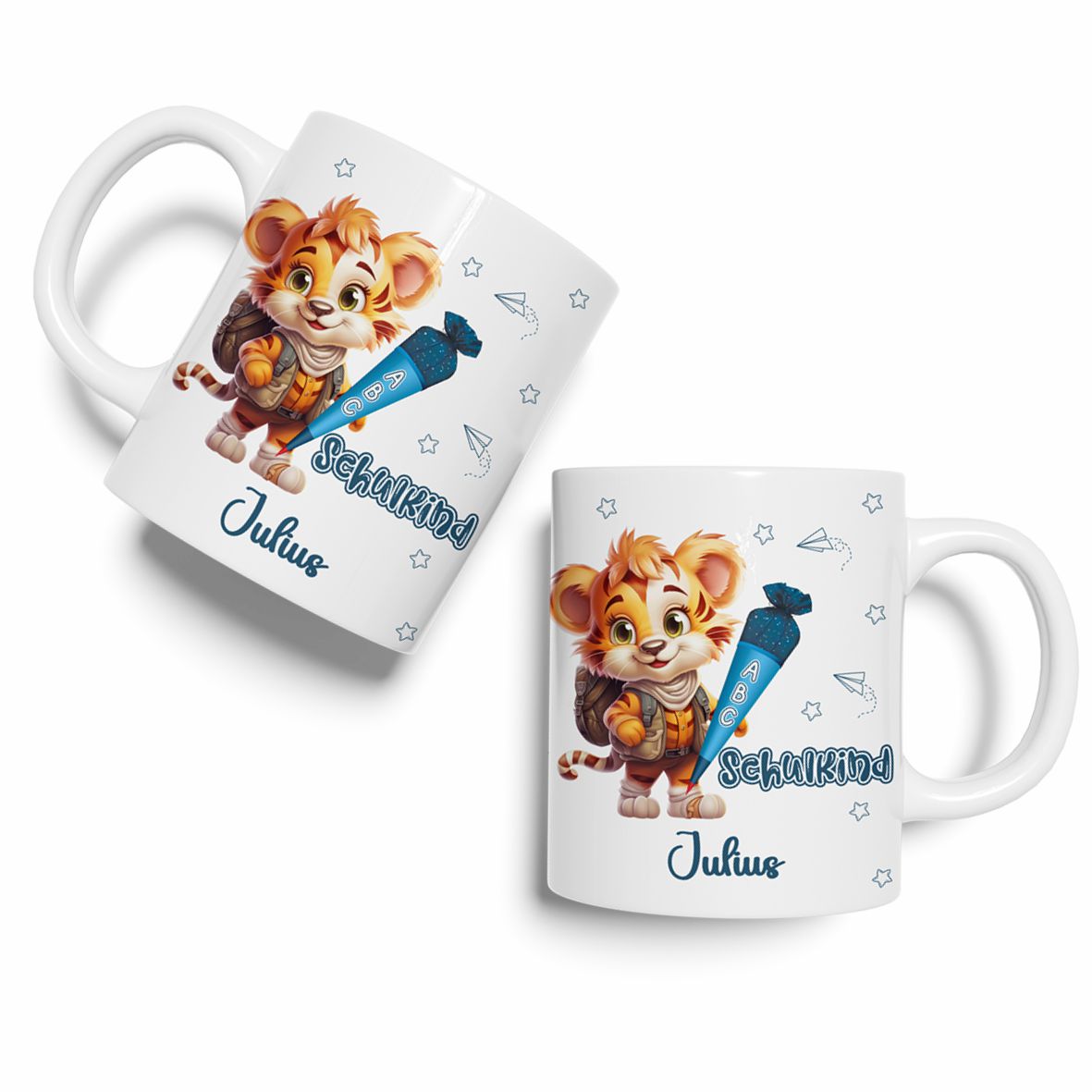 Tasse Einschulung 2025 mit Name Personalisieren - Endlich Schulkind  Tiger - FOTOFOL