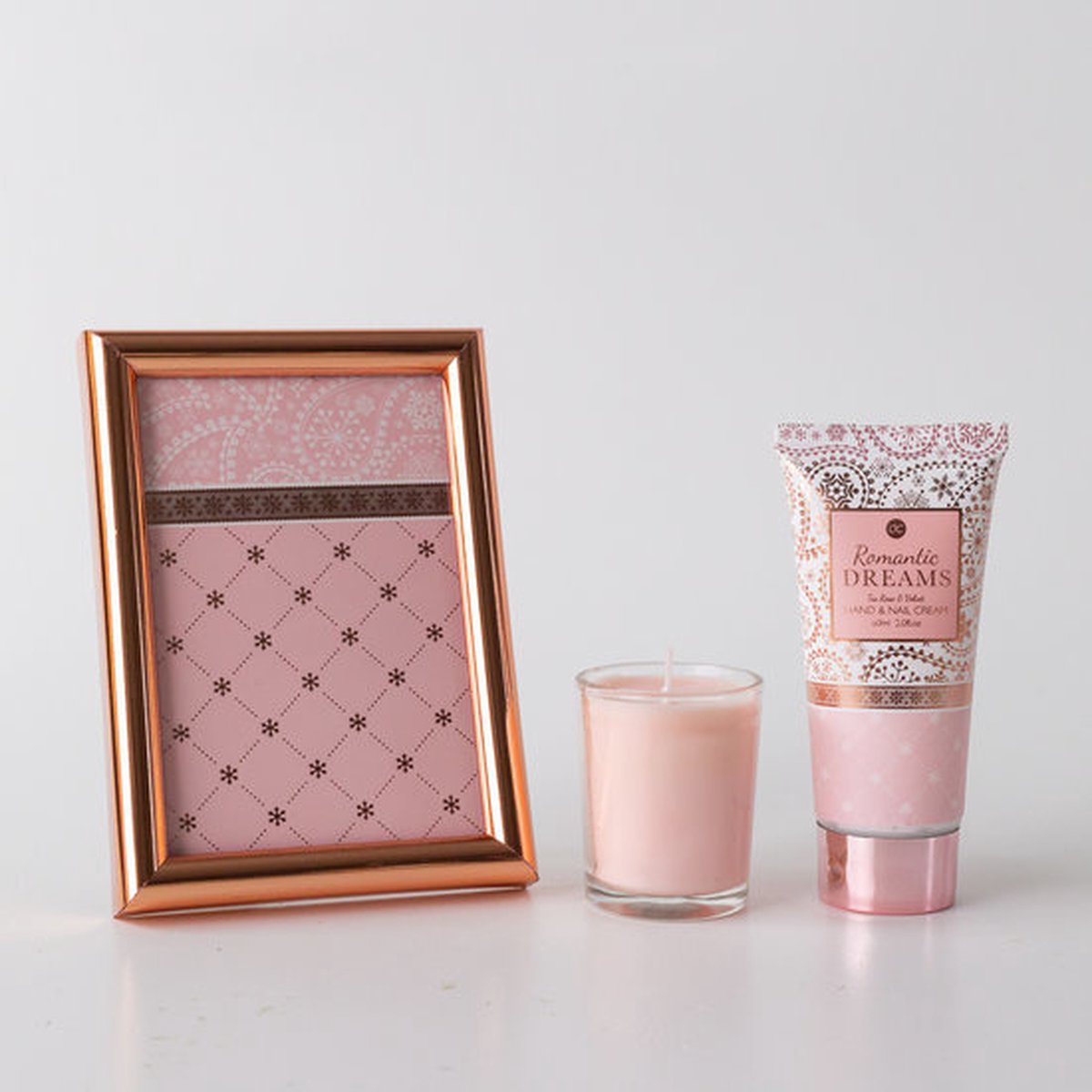 Geschenk für Frauen - Hand- und Nagelcreme, Duftkerze und Bilderrahmen - FOTOFOL