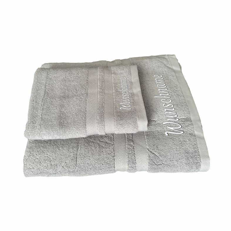 2er Set Handtuch 70x35cm Badetuch 140x70cm PERSONALISIERT mit Name 100%Baumwolle