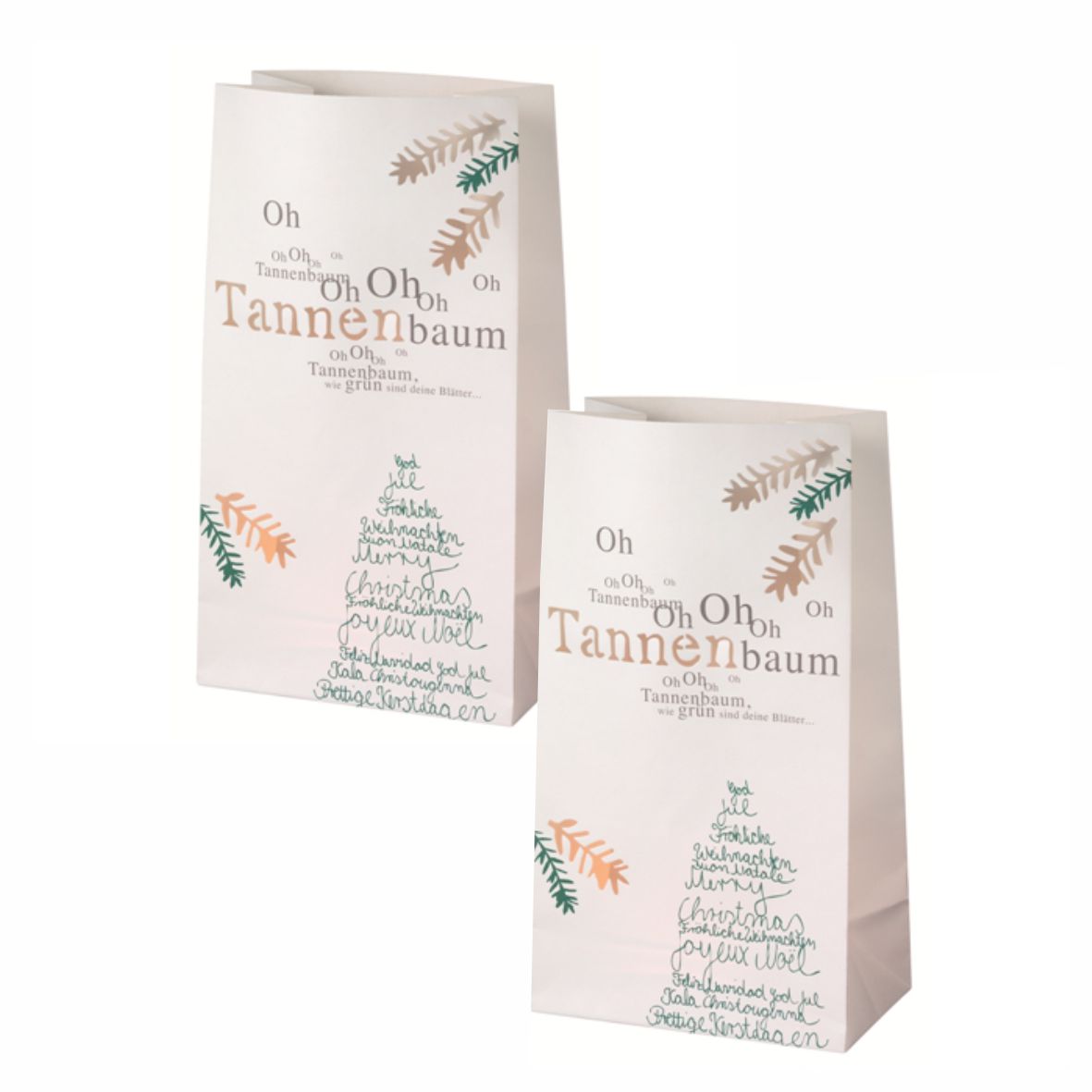2er Set Lichttüte  "Oh Tannenbaum" inkl. Teelichtgläser - Räder - FOTOFOL