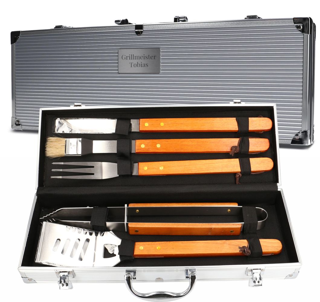 Grillkoffer Personalisiert mit Gravur I ‎Grillzubehör 6-teilig - FOTOFOL