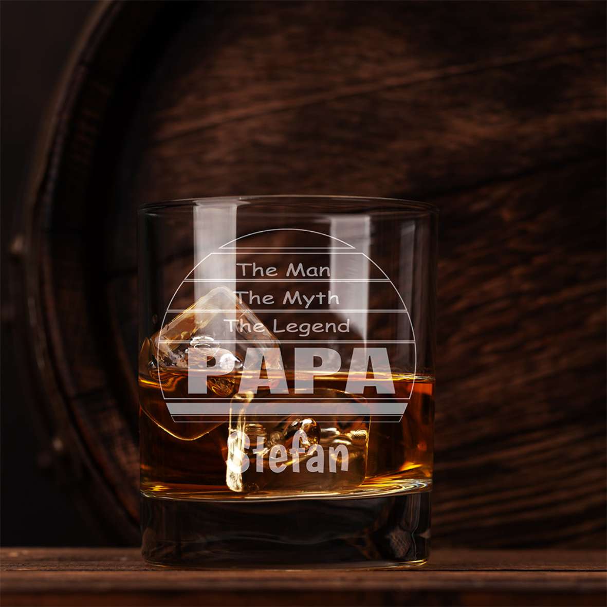 Personalisiertes Whiskey Glas "The Men, The Myth, The Legend - PAPA" - Wunschname - FOTOFOL