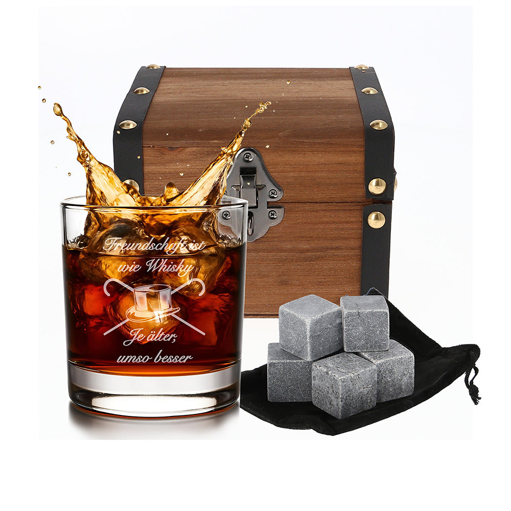 Whiskey Glas SET mit Gravur I Freundschaft ist wie Whisky Je älter, umso besser. - FOTOFOL