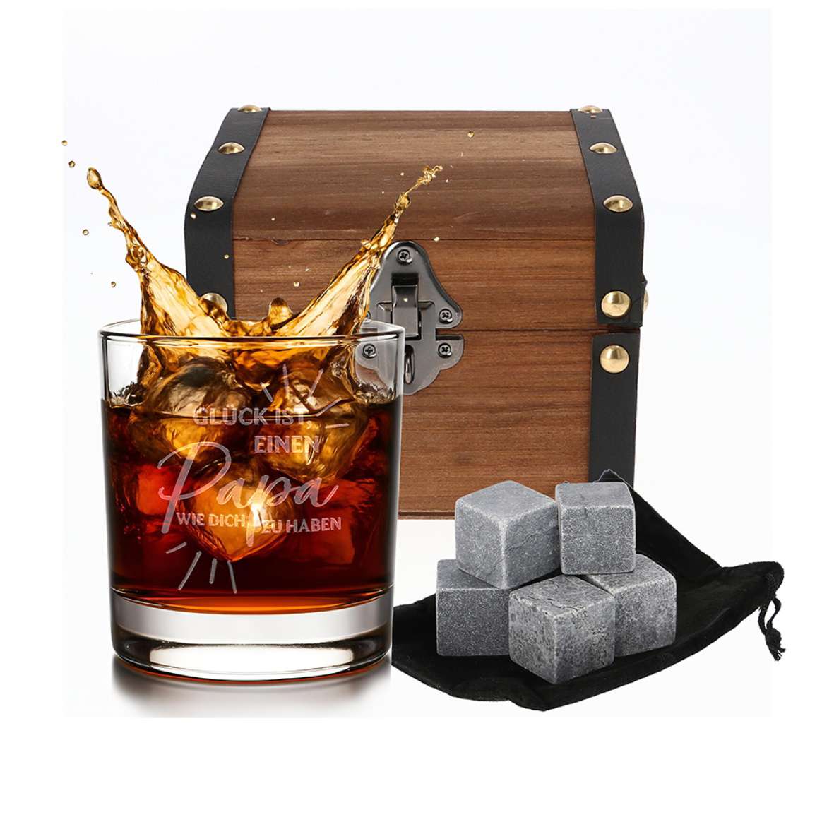 Personalisiertes Whiskey Glas "Glück ist, einen Papa wie dich zu haben" - FOTOFOL