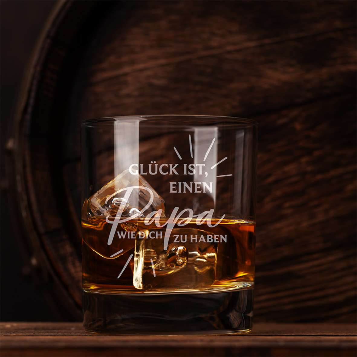 Personalisiertes Whiskey Glas "Glück ist, einen Papa wie dich zu haben" - FOTOFOL