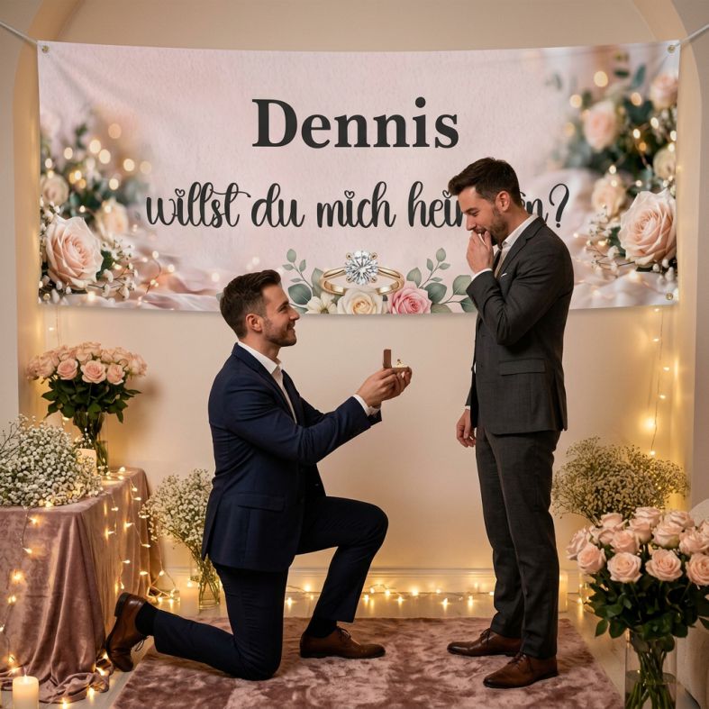 FOTOFOL - Heiratsantrag, Verlobung, Banner Heiratsantrag, Verlobungsantrag, Heiratsantrag Männer, gleichgeschlechtliche Ehe, gay proposal, LGBTQ Verlobung, Antragsideen, Willst du mich heiraten, personalisiertes Banner, Verlobungsideen, romantischer Heiratsantrag, Überraschung Verlobung, Banner mit Namen, Heiratsantrag Deko, Verlobungsbanner, Heiratsantrag Überraschung