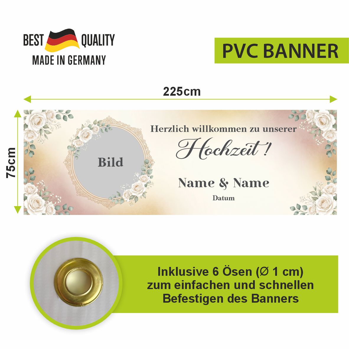 Fotofol - Hochzeitsbanner, Banner Hochzeit, romantische Hochzeit, personalisiertes Banner, Willkommensschild Hochzeit, elegante Hochzeitsdeko, Banner mit Foto, Vintage Hochzeit, Deko weiße Rosen, klassische Hochzeit, Hochzeitsdekoration, personalisiert, Trauung, Hochzeitsfeier, Dekoration Location, Banner mit Namen, Eingangsschild Hochzeit
