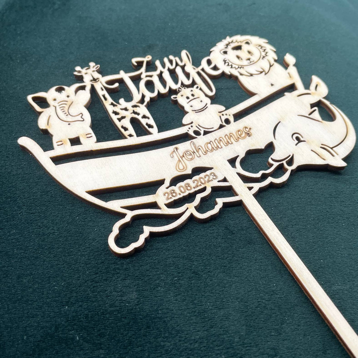 CAKE TOPPER  Taufe "Arche Noah" mit Wunschname und Datum personalisiert  - Tortendeko & Kuchendeko - FOTOFOL