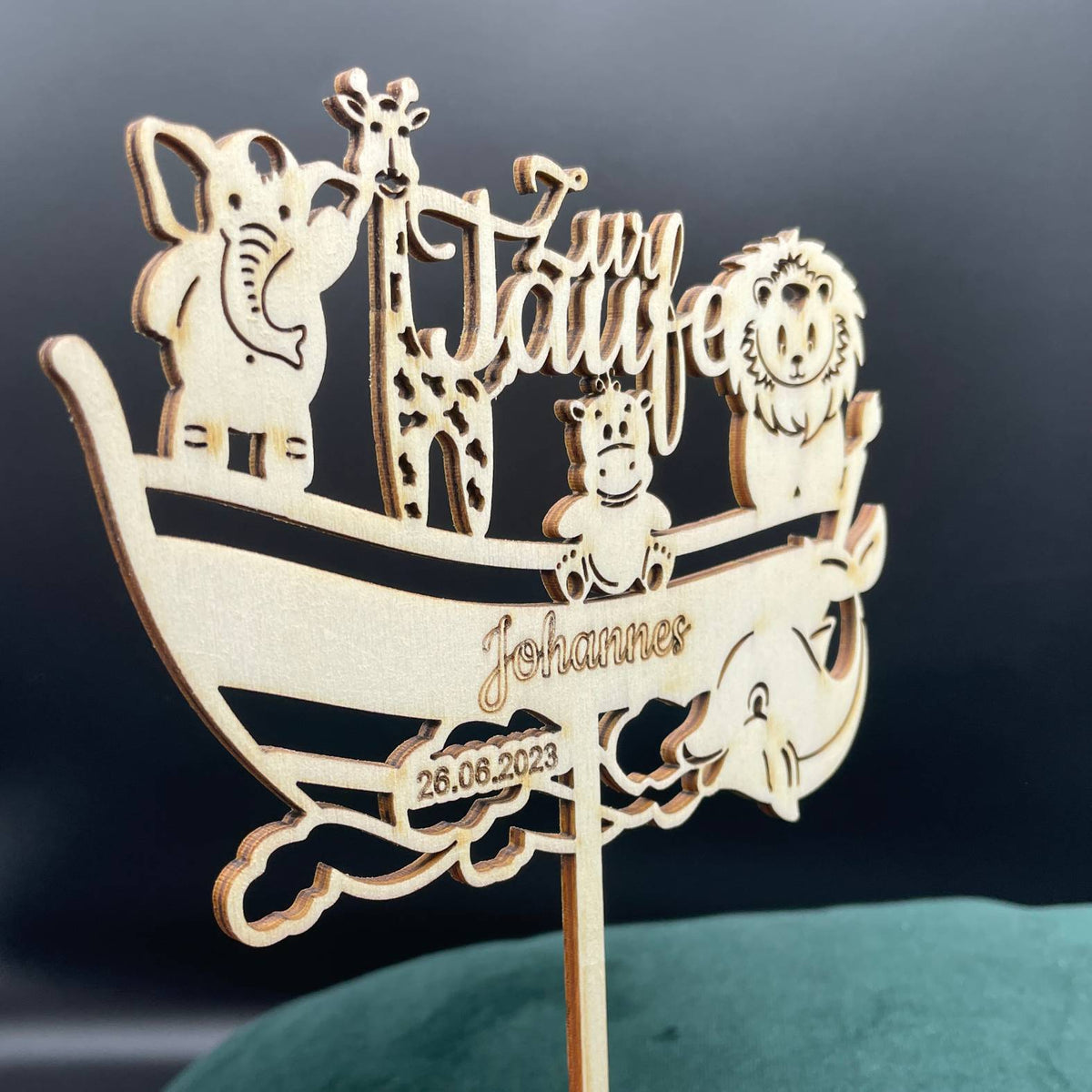 CAKE TOPPER  Taufe "Arche Noah" mit Wunschname und Datum personalisiert  - Tortendeko & Kuchendeko - FOTOFOL
