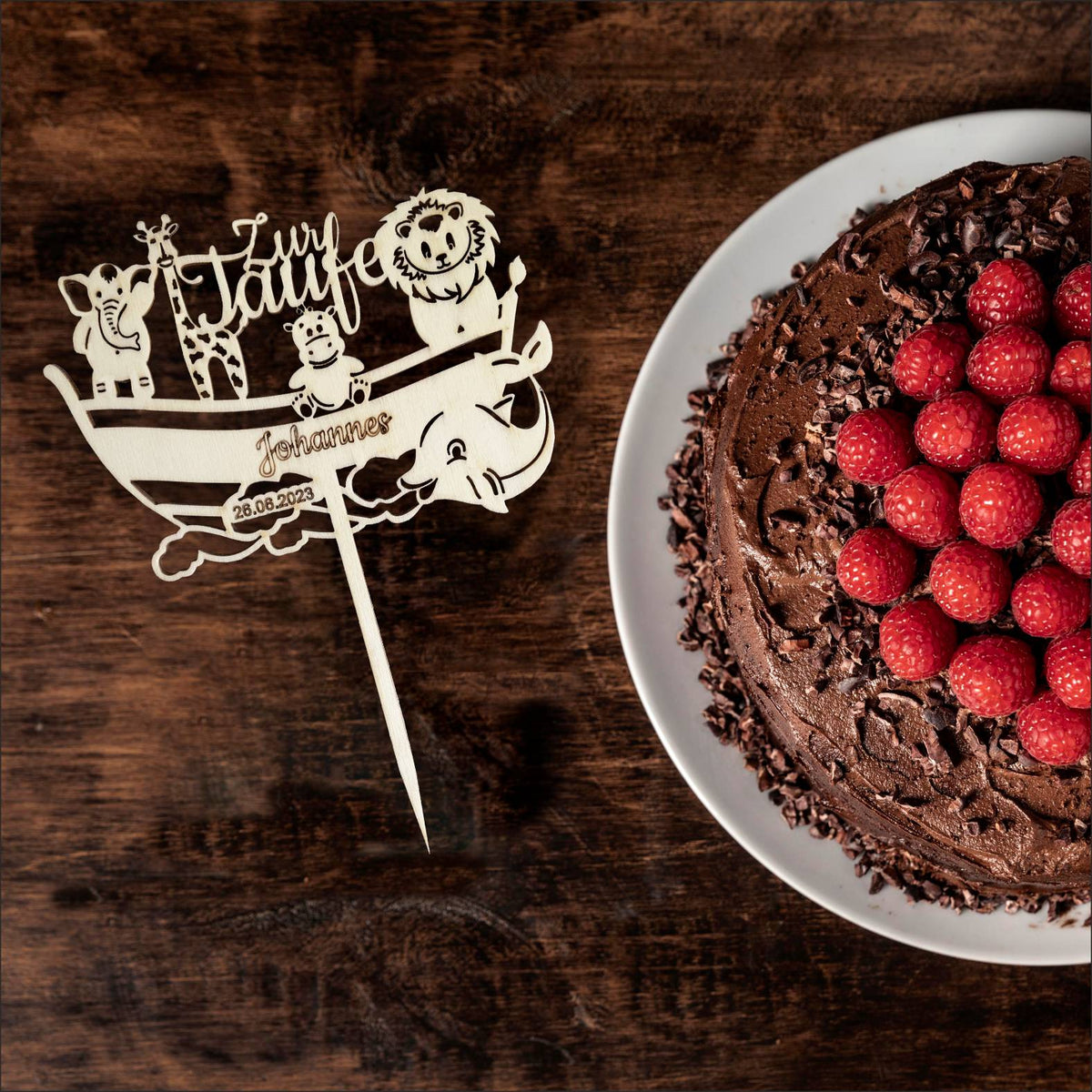 CAKE TOPPER  Taufe "Arche Noah" mit Wunschname und Datum personalisiert  - Tortendeko & Kuchendeko - FOTOFOL