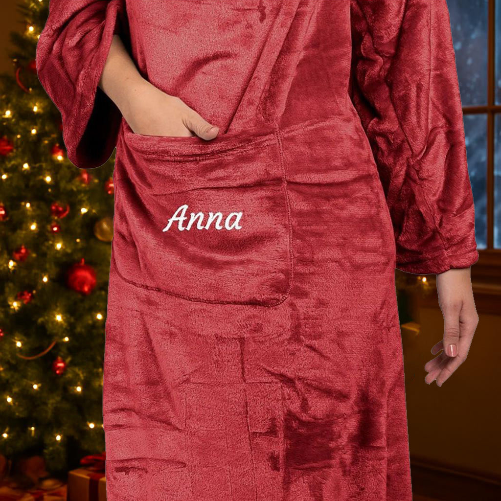 Kuscheldecke Personalisiert mit Namen - dunkelrot - FOTOFOL