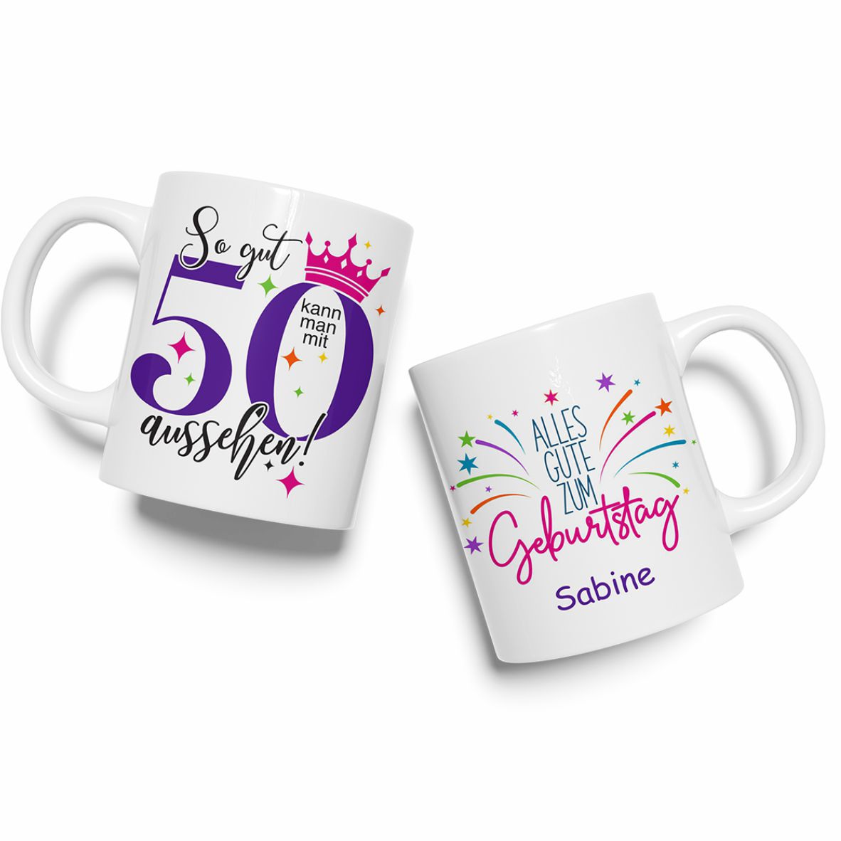 FOTOFOL - Personalisierte Tasse zum 50. Geburtstag | Individuelles Geschenk mit Namen | Spruch "So gut kann man mit 50 aussehen"