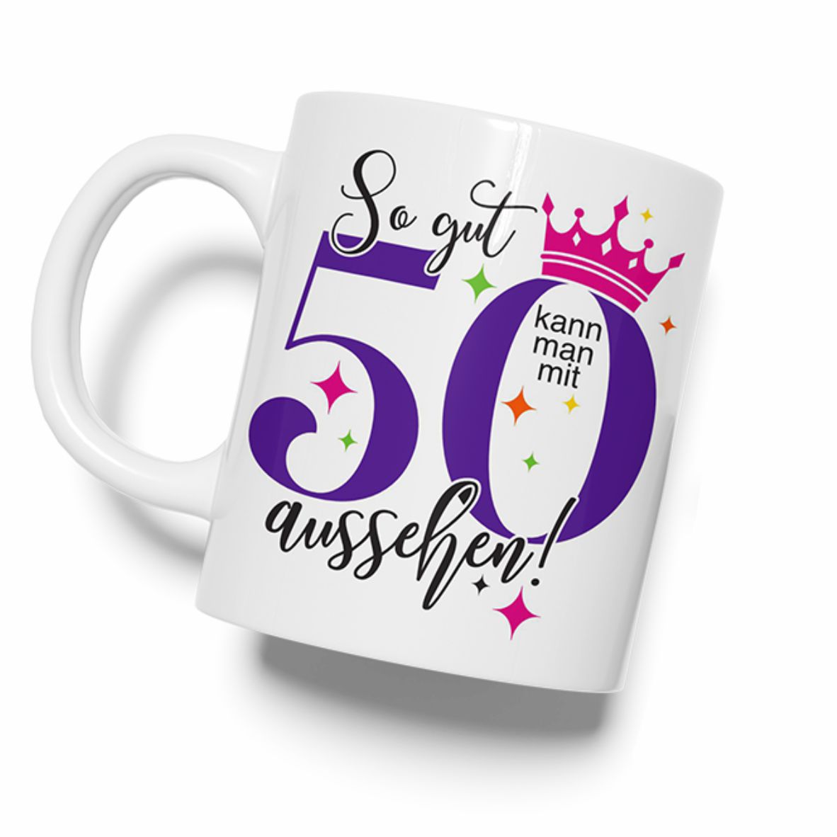 FOTOFOL - Personalisierte Tasse zum 50. Geburtstag | Individuelles Geschenk mit Namen | Spruch "So gut kann man mit 50 aussehen"