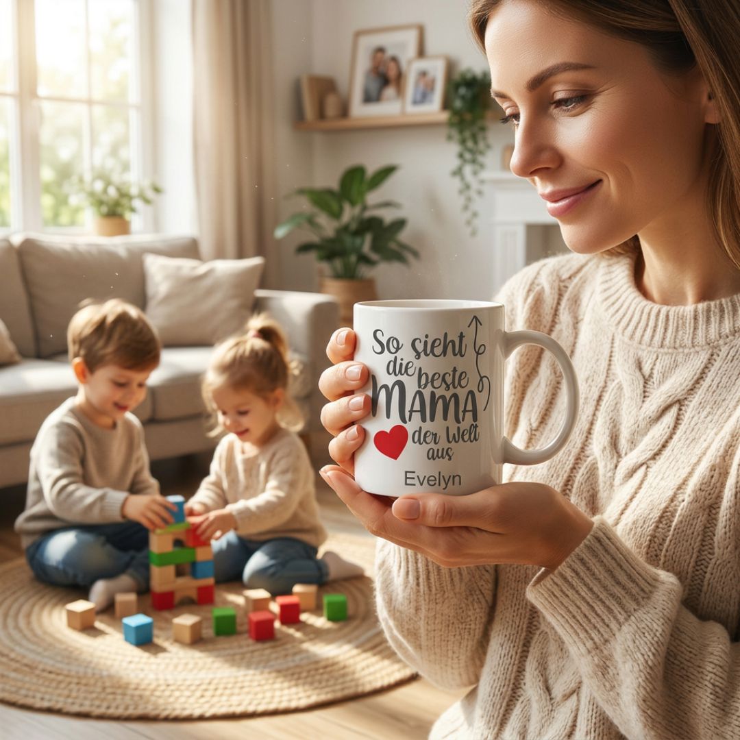 FOTOFOL - Personalisierte Tasse - So sieht die beste MAMA der Welt aus - personalisiert mit Wunschname