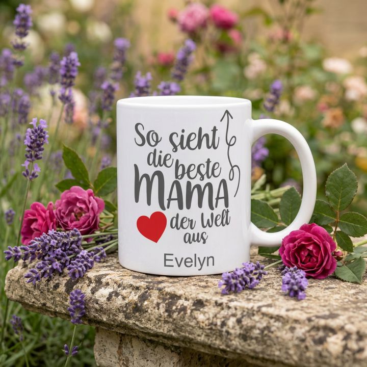 FOTOFOL - Personalisierte Tasse - So sieht die beste MAMA der Welt aus - personalisiert mit Wunschname