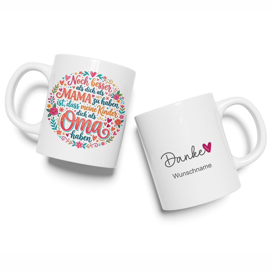 FOTOFOL - Personalisierte Tasse - Danke Oma - personalisiert mit Wunschname