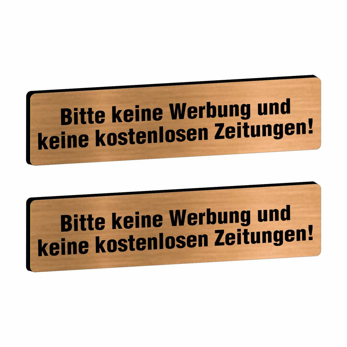 2x Bitte keine Werbung Briefkastenschild selbstklebend - Schild mit Gravur für Briefkasten - FOTOFOL