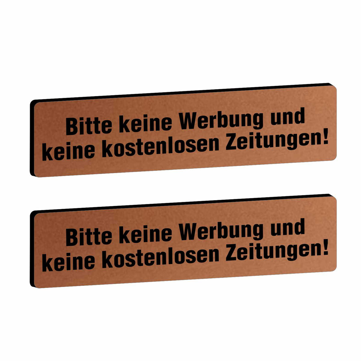 2x Bitte keine Werbung Briefkastenschild selbstklebend - Schild mit Gravur für Briefkasten - FOTOFOL