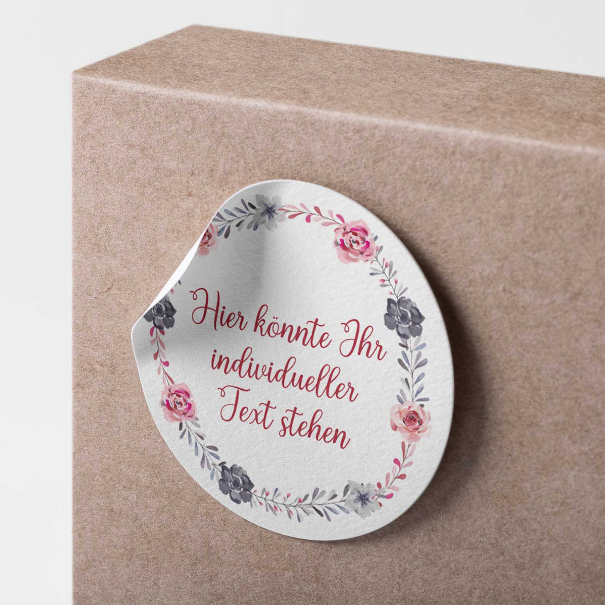Personalisierte Aufkleber  "Rosa Blau Blumenkranz"- 24 Stück - 4,5cm - FOTOFOL