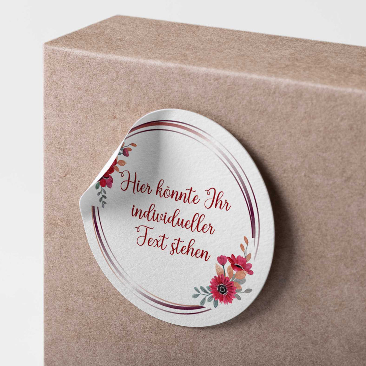 Personalisierte Aufkleber "Bordeaux Blumen Kranz"- 24 Stück - 4,5cm - FOTOFOL