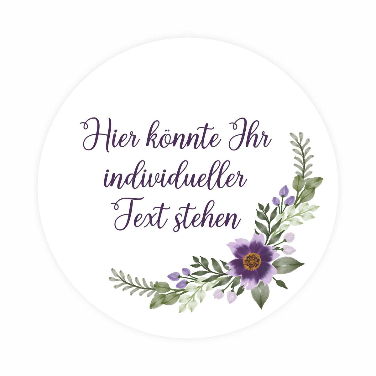Personalisierte Aufkleber  "Blumen Zweige"- 24 Stück - 4,5cm - FOTOFOL