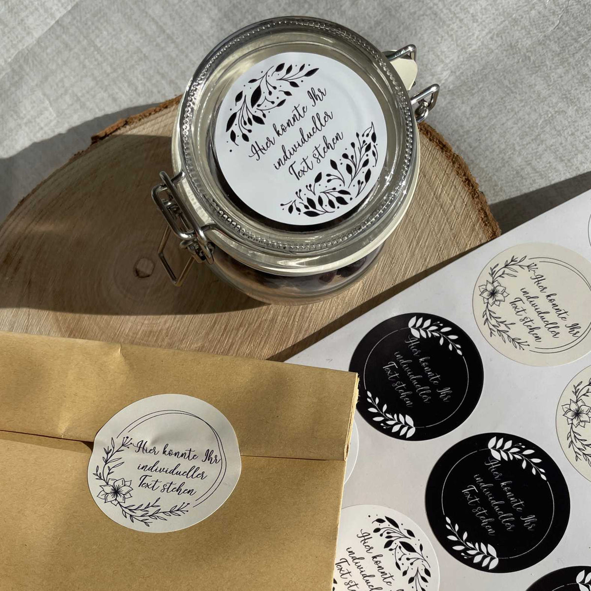 Personalisierte Aufkleber  "Vintage "- 24 Stück - 4,5cm - FOTOFOL