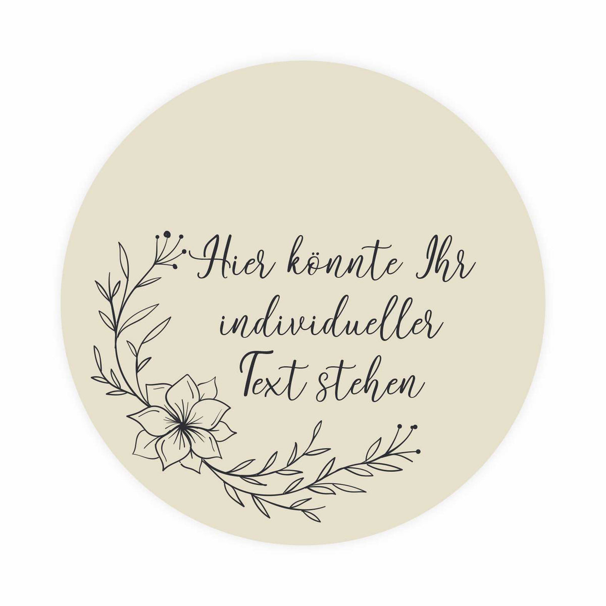 Personalisierte Aufkleber  "Blumen Blätter" beige- 24 Stück - 4,5cm - FOTOFOL