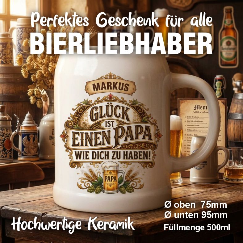 FOTOFOL - personalisierter Bierkrug, Bierkrug mit Namen, Geschenk Papa, Vatertag Geschenk, Bierkrug Gravur, Papa Geschenkidee, Bierkrug personalisiert, Keramik Bierkrug, Bester Papa Geschenk, individueller Bierkrug, Biergeschenk Papa, Vatertag Bierkrug, personalisierte Geschenke Papa, Bierkrug mit Spruch, Geschenk Vater Geburtstag
