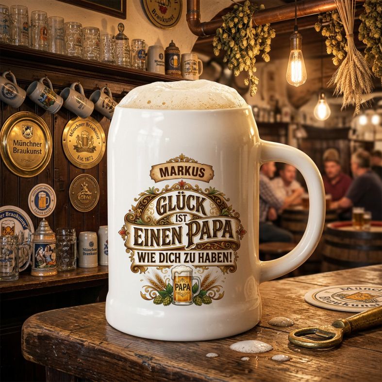 FOTOFOL - personalisierter Bierkrug, Bierkrug mit Namen, Geschenk Papa, Vatertag Geschenk, Bierkrug Gravur, Papa Geschenkidee, Bierkrug personalisiert, Keramik Bierkrug, Bester Papa Geschenk, individueller Bierkrug, Biergeschenk Papa, Vatertag Bierkrug, personalisierte Geschenke Papa, Bierkrug mit Spruch, Geschenk Vater Geburtstag