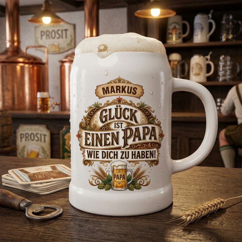 FOTOFOL - personalisierter Bierkrug, Bierkrug mit Namen, Geschenk Papa, Vatertag Geschenk, Bierkrug Gravur, Papa Geschenkidee, Bierkrug personalisiert, Keramik Bierkrug, Bester Papa Geschenk, individueller Bierkrug, Biergeschenk Papa, Vatertag Bierkrug, personalisierte Geschenke Papa, Bierkrug mit Spruch, Geschenk Vater Geburtstag