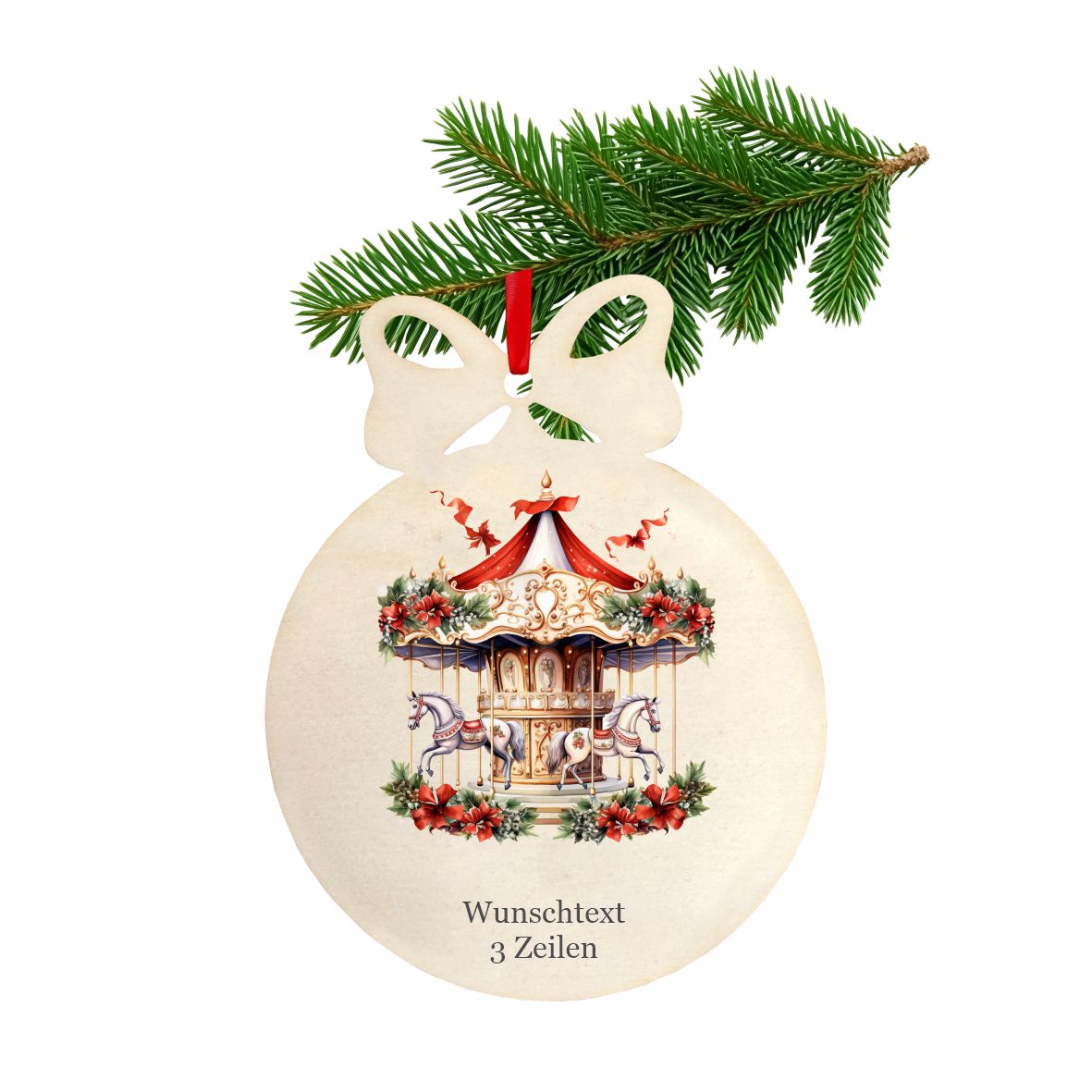 Personalisierte bunte Holz-Weihnachtskugeln - Karussell - FOTOFOL
