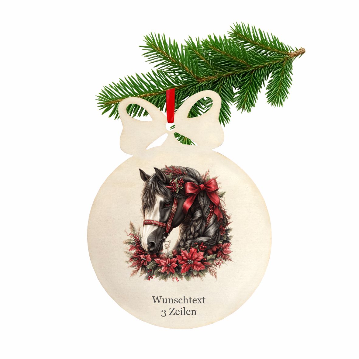 Personalisierte bunte Holz-Weihnachtskugeln -Pferd - FOTOFOL