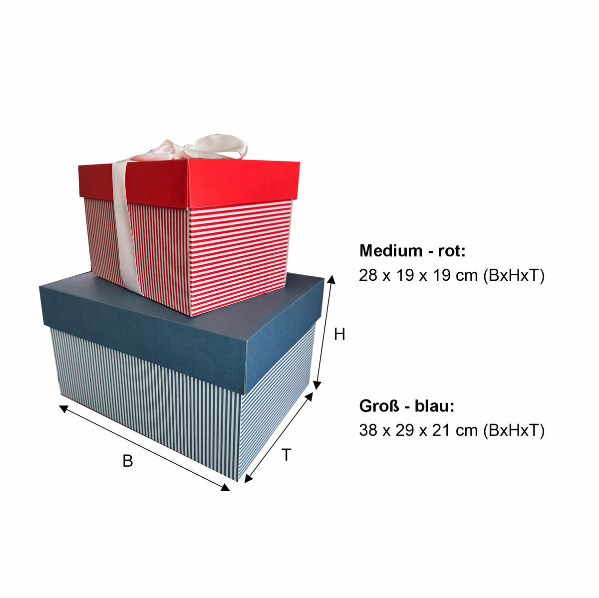 FOTOFOL-2er Set Geschenkboxen – in Medium und Groß mit Deckel und weißer Schleife | Perfekte Geschenkverpackung | Ideal für Geschenke