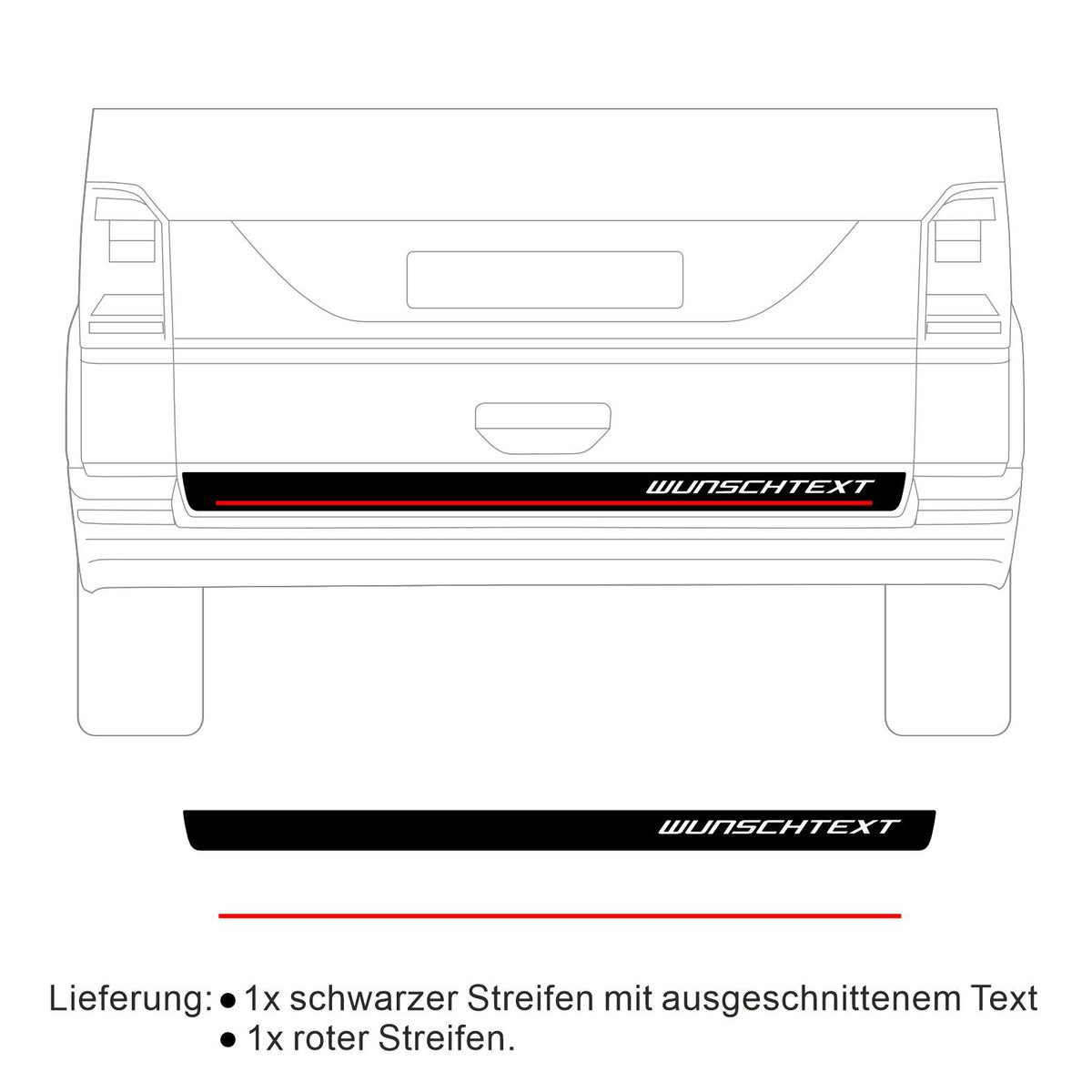 Fotofol - Heckklappen Heckstreifen Aufkleber Wunschtext passend für VW T6.1 T6 T5 Multivan Bulli - Edition