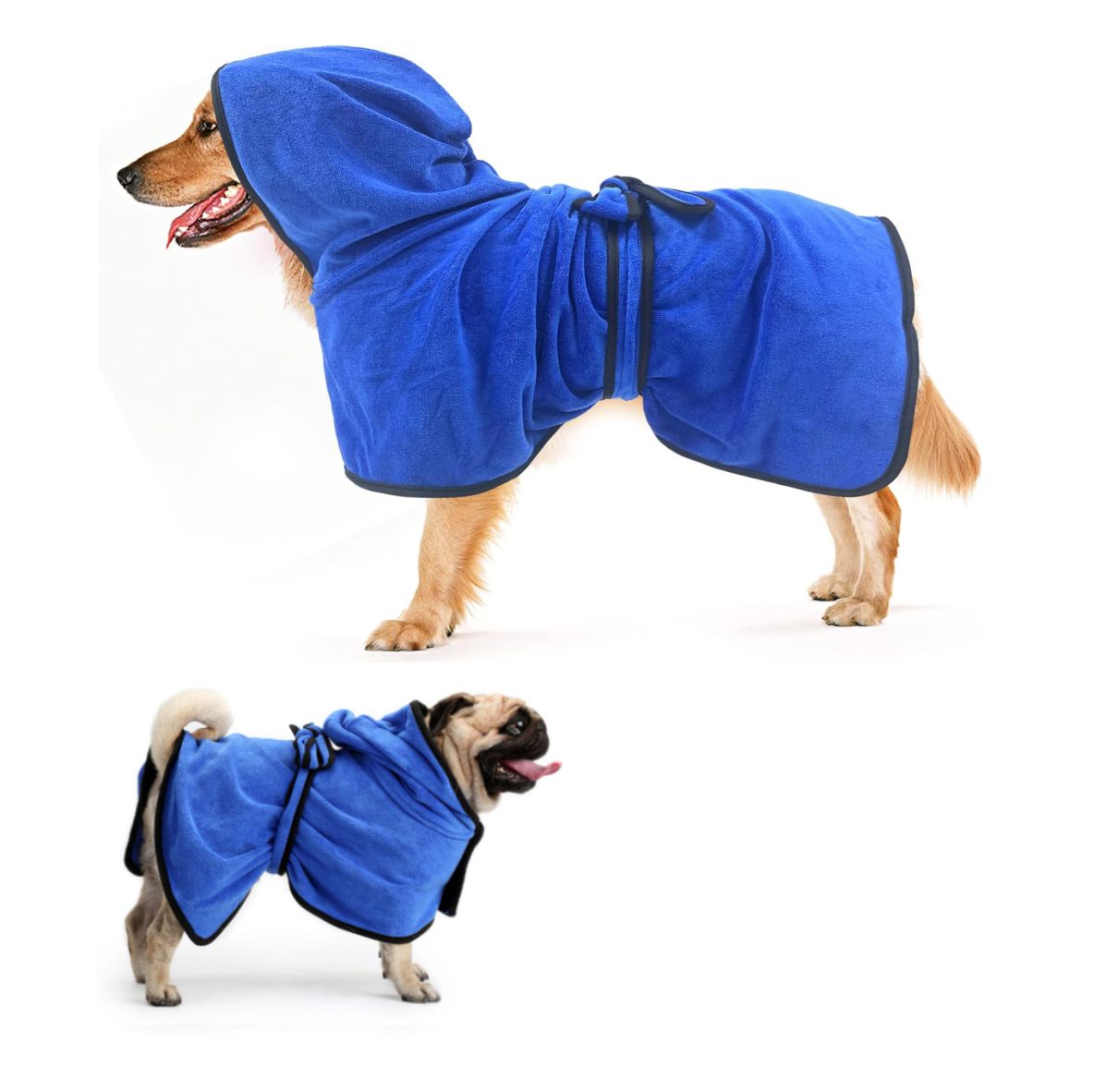 FOTOFOL - Hunde-Bademantel mit Kapuze aus Mikrofaser PERSONALISIERT mit Name